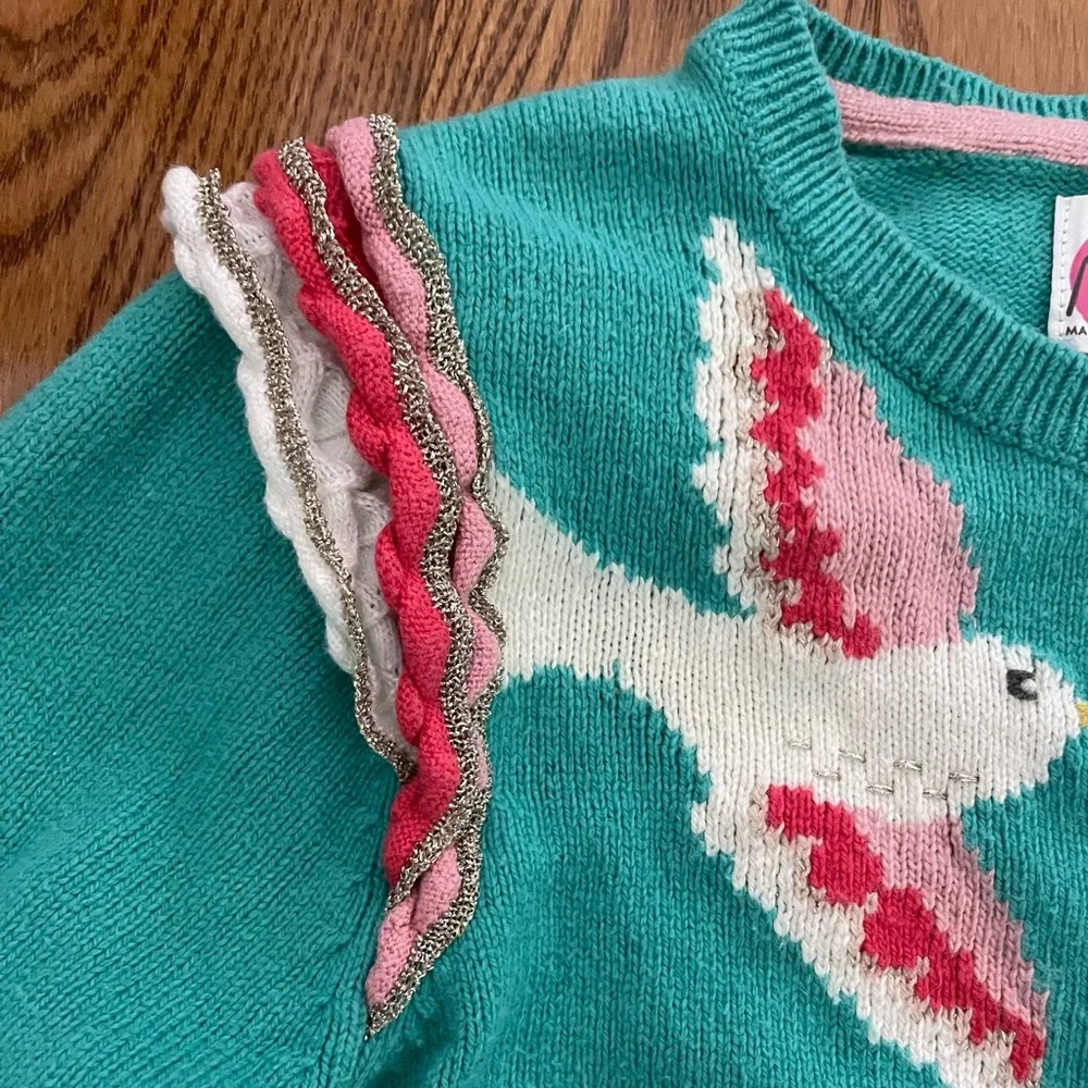 Mini Boden Green Bird Cardigan Sweater Size 9/10 - Picture 4 of 6